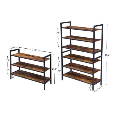 China (Size) Adjustable Three Tier Stackable Industrial Durable Easy Wooden Assembly Cabinet Shoe Rack for sale