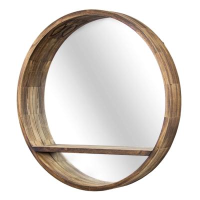 China China Classy Natural Organic Circular Wall Mounted Display Rack Shelves Wood for sale