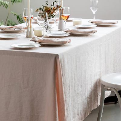 China Factory Washable Wholesale Many Sizes Available Luxury Blush Linen Table Cloth For Dinner for sale