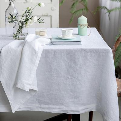 China Factory wholesale washable luxury white linen tablecloth many sizes available for dinner for sale