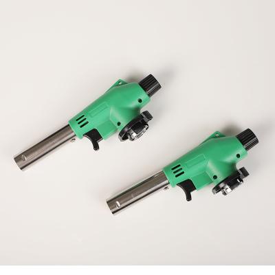 China BBQ/Cooking/Welding 2022 Hot Selling Green Color Butane Led Light Refillable Gas Welding Torch for sale