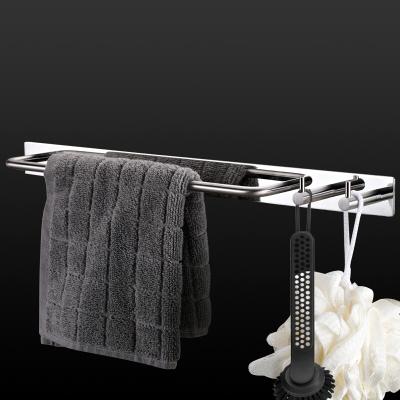 China Fashion Towel Rack For Bathroom Towel Rack Sanless Steel Self Adhesive With Heavy Duty Towel 2 Hook for sale