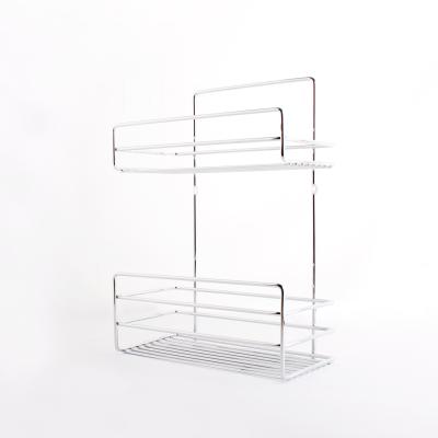 China Standing Type Metal Chrome Spice Rack For Countertop 2 Tier Bathroom Shelf Makeup Desk Organizer Storage Rack For Kitchen Bath Room Bedroom for sale