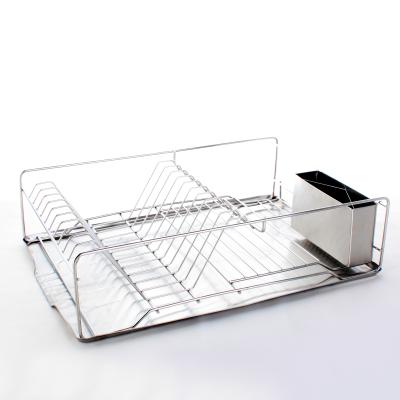 China Kitchen Metal Wire Stainless Steel Dish Drainer Rack With Removable Stainless Steel Utensil Cup For Kitchen Countertop for sale