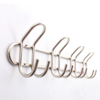 China Durable Wall Mounted Wire Coat Hook 8 Hooks Heavy Metal Screws Include Nickel Satin for sale