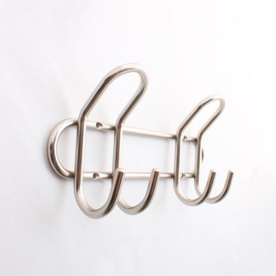 China Wall Mounted Heavy Duty Clothing Metal Wire Coat Hanger 4 Hooks Screws Include Nickel Satin for sale