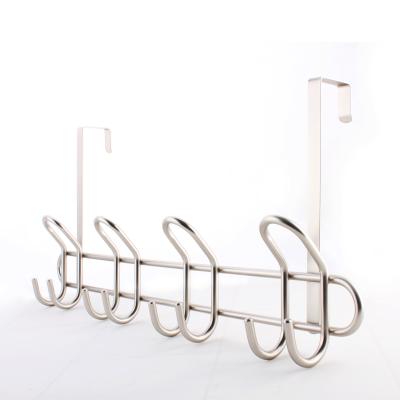 China Modern Satin Nickel Over The Door Hook Coat Rack 8 Hooks Metal Over The Door Hanger Over The Door Hook For Hanging Clothes Coat Towel for sale