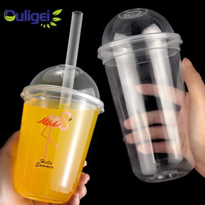 China Biodegradable 10oz 12oz 14oz 16oz 20oz 24oz Logo Eco-friendly Clear Custom Printed Coffee Juice Cold Drinking Plastic Cups for sale