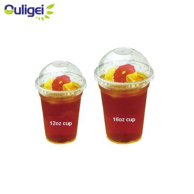 China Clear U Shaped Tea Eco - Friendly Biodegradable Cold Drinking Disposable Bubble Juice Cup for sale