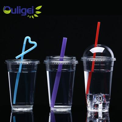 China 9oz 10oz 12oz 16oz 20oz 24oz Eco-friendly Custom Clear Bubble Tea Mug Printed Coffee Cold Drinking Plastic Cups To Go For Smoothies for sale