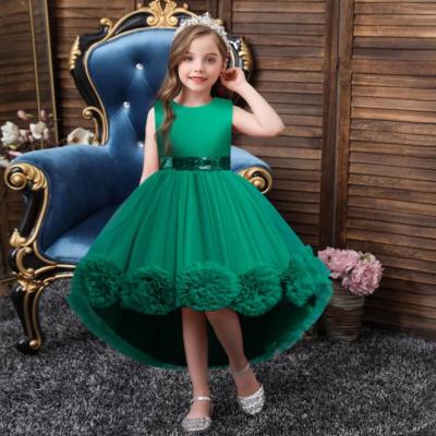 China JL00005 Children's Solid Princess Dress Girls' Tail Breathable Performance Girls' Dress for sale