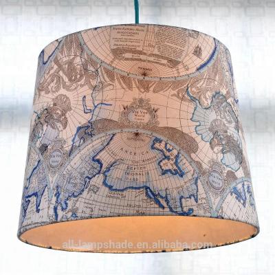 China Large Modern Unique World Map Printed Plastic Drum Shade for sale