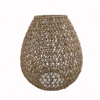 China Vintage Antique Paper Rope Knitting Lampshade Pendant Lamp Shade For Home for sale