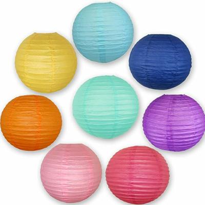 China Wholesale Cheap Round Fashion Lantern Lamp Shade Paper Lamp Shade Diameter 40cm With E27 E14 Lamp Socket for sale