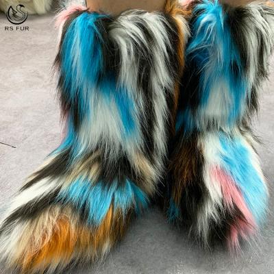 China Fashion Trend Women Winter Boots Heat Resistant Bota De Nieve Furry Mid-Tube Fur Female Non-slip Snow Boots Factory for sale