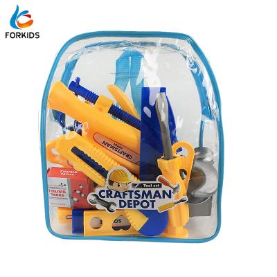 China Toy's Play Tools 26pcs Mini Plastic Toy Tool Kit, Toys For Kids Playing Tools In Backpack for sale