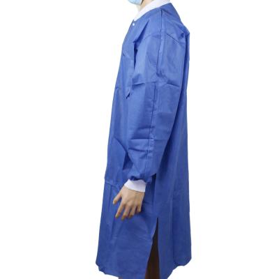 China Hospital Pink Black White Blue Medical Nonwoven SMS PP Lab Disposable Coat for sale