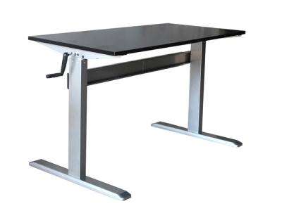 China Lift Multifunction Computer Desk Height Adjustable Black Printed Tempered Glass for sale