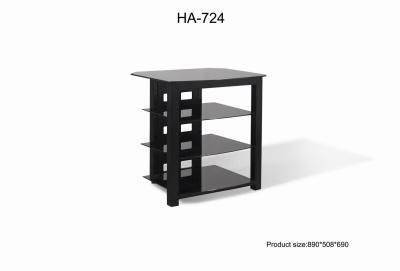 China Black Metal TV Rack Stand For Living Room , Floor Speaker Stands for sale