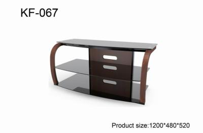 China Modern TV Media Stand With Tempered Glass , Wooden Leg TV Table for sale