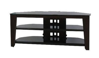 China ODM Black Color TV Media Stand With Three Shelves / Wooden Leg for sale