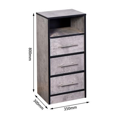 China KD Modern Modern Concrete Bathroom Cabinet with Three Drawers and One Laminated PB Paper Shelf Panel with Silver Handle for sale