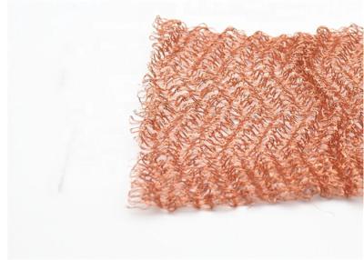 China Copper Knitted Wire Mesh 40cm 50cm Width 0.18mm Wire Dia Herringbone Surface for sale