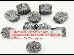 Customized Hole Size 2*3mm Compressed Knitted Mesh Out diameter 5-300mm Or Customized