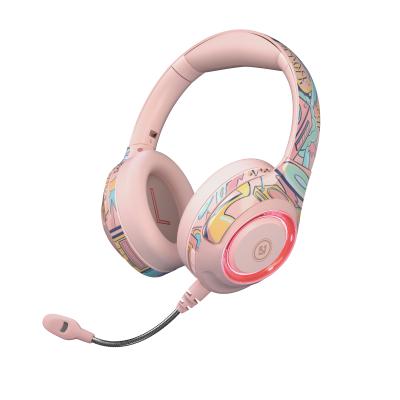 China High Fidelity Sound Gaming Headset With Microphone 3D Feel Graffiti Design Headphone Gaming Earphone Foldable Noise-Isolation Headset for sale