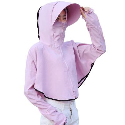 China Hot Sale Women's Ice Sun Hooded Cycling Jacket Long Sleeve Protective Silk Breathable Shirt for sale