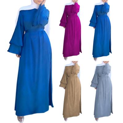 China Ethnic female long dress with belt summer fashion super ethnic style wholesale luxury women's oversized muslim dress for sale