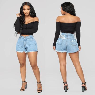 China QUICK DRY cheap price high waist ripped jeans fashion short jeans pants for women for sale