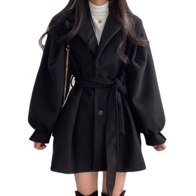 China 2022 Anti-wrinkle Coat Thick Wool Women's Autumn/Winter Loose Long Coat With Belt for sale