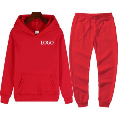 China 2021 Breathable Men Sport Solid Color Pullover Hoodie Set Two Piece Hoodie And Sweatpants for sale