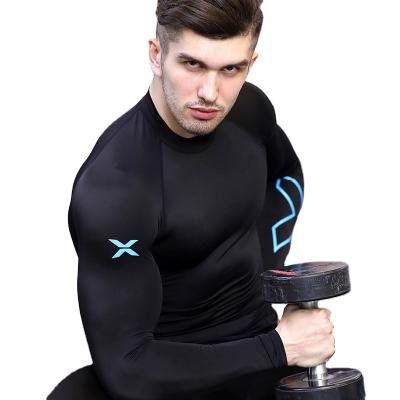 China Men's Breathable Performance Quick Dry Polyester / Spandex Fake Neck Longsleeve Sporty T-Shirt for sale