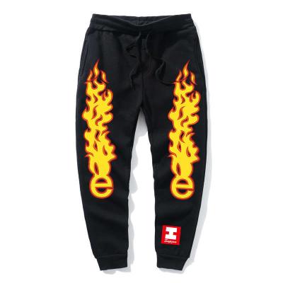 China Wholesale Men's Anti-wrinkle Drawstring Printing Jogging Running Men's Flame Sweatpants Hip-Lifting Sweatpants Casual Pants for sale