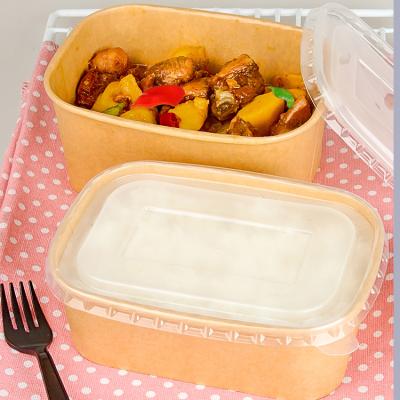 China New Waterproof Hot Selling Large Kraft Paper Bowl And Rectangle Box With Clear Lid For China Food Box for sale