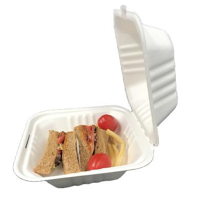 China 750ml Disposable Clamshell Takeout Paper Lunch Box Cornstarch Takeout Box for sale