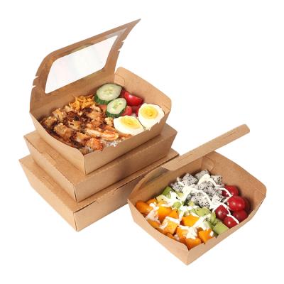 China Custom Logo Disposable Salad Packaging Box Disposable Paper Lunch Box Packaging Paper Lunch Box for sale