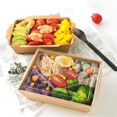 China Disposable Custom Eco Friendly Salad Packaging Paper Box Top Selling Disposable Salad Takeout Boxes for sale