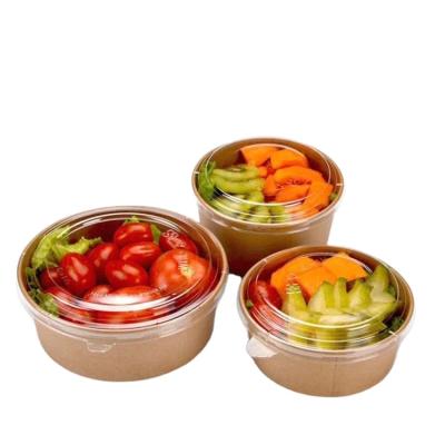 China Disposable Disposable Paper Wrapping Paper/White Custom Logo Printing Salad Bowl Container Cup With Lid For Salad Food for sale