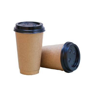 China China 16oz 500ml Cheap Disposable Brown Kraft Paper Double Cups for sale