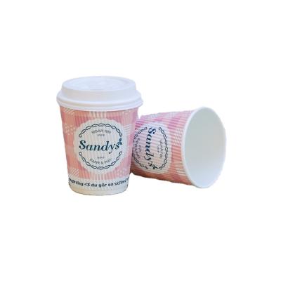 China Disposable Coffee To Go 8oz Ripple Disposable Wallpaper Cups With Logo for sale