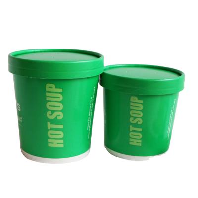 China 12 oz Disposable Soup Paper Cup Custom Printed Green Disposable Hot Lids for sale