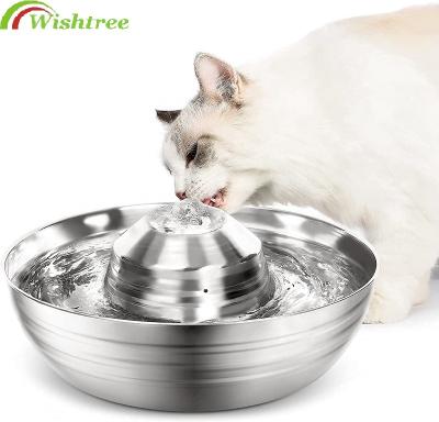 China 2L Automatic Round Safety Mutehealthy Pet Stainless Steel Pet Water Dispenser Intelligent Super Drinking Fountain for sale