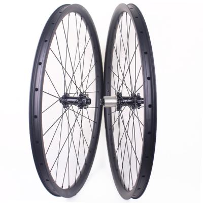 China MTB 37 width 29er mountain bike carbon wheelet 6 bolts Powerway M42 hub carbon fiber bicycle wheels for XC/TR/AM for sale