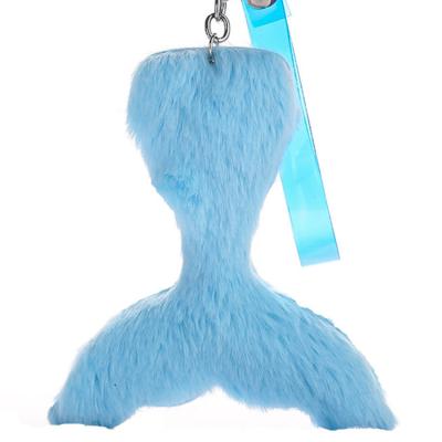 China Wholesale Custom Different Key Ring Girl Mermaid Tail Fur Pom Pom Keychains High Quality Faux Shape Materials Promotion Gift for sale