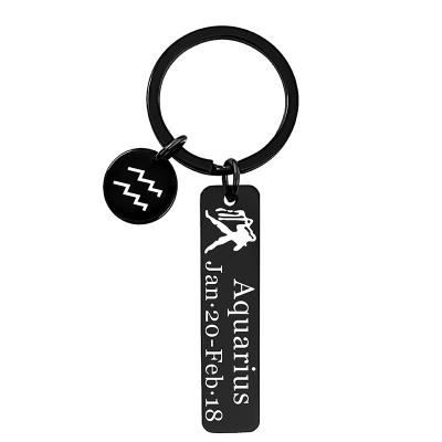 China Promotion Gift Custom Black Zodiac Sign Key Chain Sings Keyring Chinese Crystal Zodiac Keychains Accessories For Birthday Gifts for sale