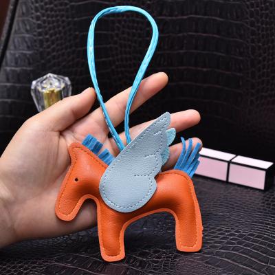 China Factory Custom Made Unicorn Pu Leather Key Chains Mini Orange Horse Leather Keychain Leather Car Key Holder Brand Designer Car Keychain for sale