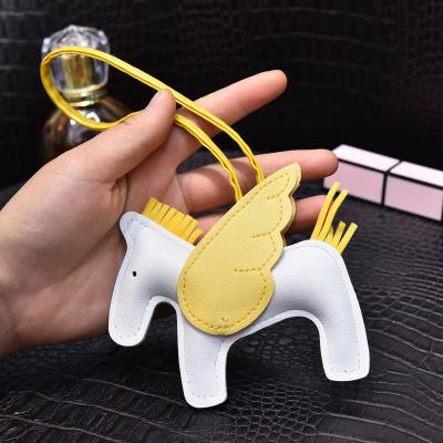 China Factory Custom Made Unicorn Pu Leather Key Chains Mini White Horse Leather Keychain Leather Car Key Holder Brand Designer Car Keychain for sale